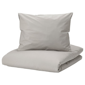 STRANDTALL Duvet cover and 2 pillowcases, grey/dark grey, 200x200/50x60 cm