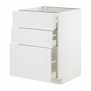 METOD / MAXIMERA Base cabinet with 3 drawers, white/Stensund white, 60x60 cm