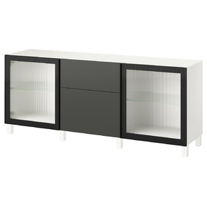 BESTÅ Storage combination with drawers, white Lappviken/Stubbarp/Fällsvik anthracite, 180x42x74 cm