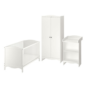 SMÅGÖRA 3-piece baby furniture set, white, 70x140 cm
