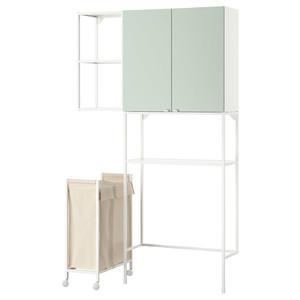 ENHET Storage combination, white/pale grey-green, 120x32x204 cm