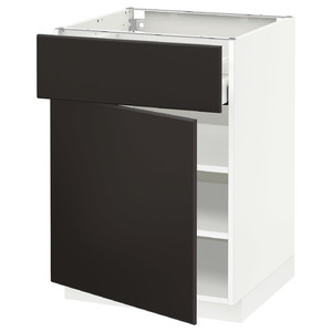 METOD / MAXIMERA Base cabinet with drawer/door, white/Kungsbacka anthracite, 60x60 cm