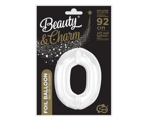 Foil Balloon Number 0 92cm, white