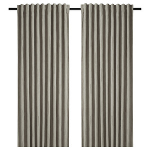 LAGEROLVON Room darkening curtains, 1 pair, beige, 145x300 cm
