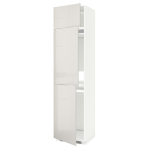 METOD High cab f fridge/freezer w 3 doors, white/Ringhult light grey, 60x60x240 cm