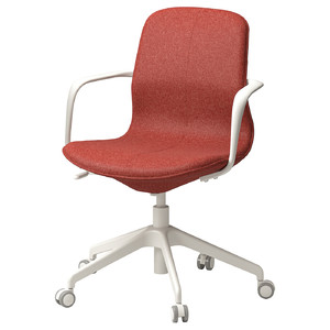 LÅNGFJÄLL Conference chair with armrests, Gunnared red-orange/white