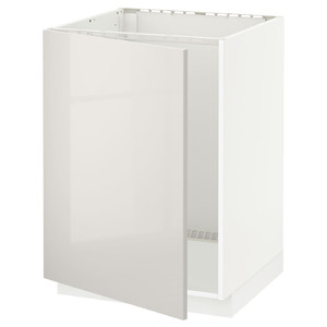 METOD Base cabinet for sink, white/Ringhult light grey, 60x60 cm