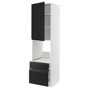 METOD / MAXIMERA Hi cab f ov w dr/2 frnt/1 m/1 h drw, white/Upplöv matt anthracite, 60x60x220 cm