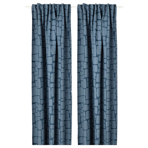 LÖNNSTÄVMAL Block-out curtains, 1 pair, blue, 145x300 cm