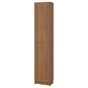 BILLY / OXBERG Bookcase with doors, brown walnut, 40x30x202 cm
