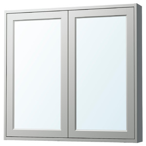 TÄNNFORSEN Mirror cabinet with doors, light grey, 100x15x95 cm