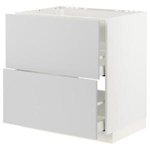 METOD / MAXIMERA Base cab f hob/int extractor w drw, white/Veddinge grey, 80x60 cm