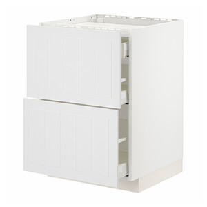 METOD / MAXIMERA Base cab f hob/2 fronts/3 drawers, white/Stensund white, 60x60 cm