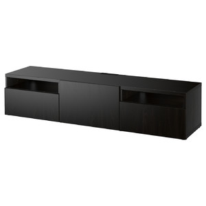 BESTÅ TV bench, black-brown, Lappviken black-brown, 180x42x39 cm