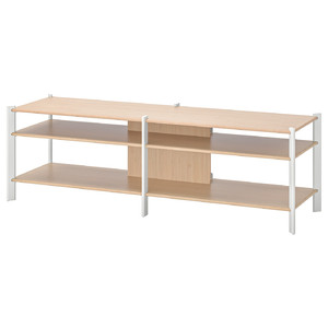 JÄTTESTA TV bench, white/light bamboo, 160x40x49 cm