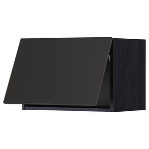 METOD Wall cabinet horizontal w push-open, black/Nickebo matt anthracite, 60x40 cm
