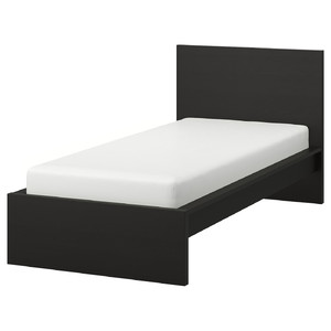 MALM Bed frame, high, black-brown, Leirsund, 90x200 cm