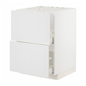 METOD / MAXIMERA Base cab f sink+2 fronts/2 drawers, white/Stensund white, 60x60 cm