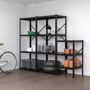 BROR Shelving unit, black, 234x55x190 cm