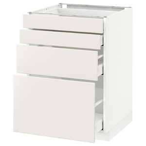 METOD/MAXIMERA Base cab 4 frnts/4 drawers, white, Veddinge white, 60x60 cm
