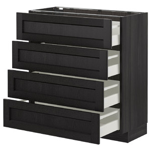 METOD/MAXIMERA Base cab 4 frnts/4 drawers, black/Lerhyttan black stained, 80x39.5x88 cm