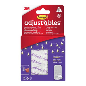 3M Command Adjustables Repositionable Cable Hooks, Pack of 12