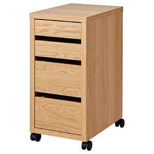 MICKE Drawer unit on castors, oak effect, 35x75 cm