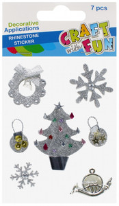 Craft Christmas Self-Adhesive Decoration Set Glitter Mix 7pcs, silver