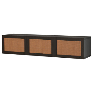 BESTÅ TV bench with doors, black-brown/Studsviken dark brown, 180x42x38 cm