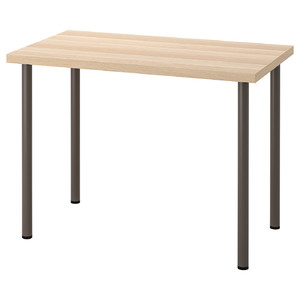 LINNMON / ADILS Desk, white stained oak effect/dark grey, 100x60 cm