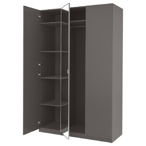 PAX / FORSAND/ÅHEIM Wardrobe combination, dark grey/mirror glass, 150x60x236 cm