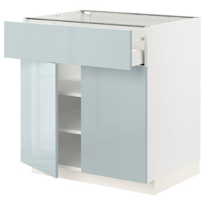 METOD / MAXIMERA Base cabinet with drawer/2 doors, white/Kallarp light grey-blue, 80x60 cm