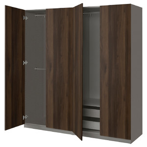 PAX / STORKLINTA Wardrobe combination, dark grey/dark brown stained oak effect, 200x60x201 cm