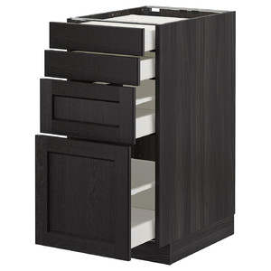 METOD / MAXIMERA Base cab 4 frnts/4 drawers, black/Lerhyttan black stained, 40x60 cm