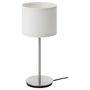 RINGSTA / SKAFTET Table lamp, white, nickel-plated, 41 cm