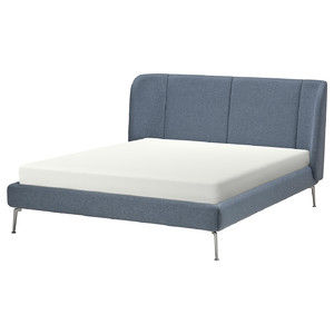 TUFJORD Upholstered bed frame, Gunnared blue, 160x200 cm