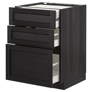 METOD/MAXIMERA Base cb 3 frnts/2 low/1 md/1 hi drw, black/Lerhyttan black stained, 60x61.9x88 cm