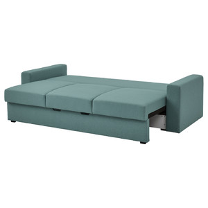 BÅRSLÖV 3-seat sofa-bed, Tibbleby light grey-turquoise