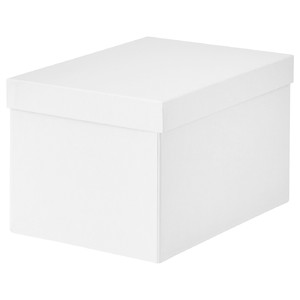 TJENA Storage box with lid, white, 18x25x15 cm