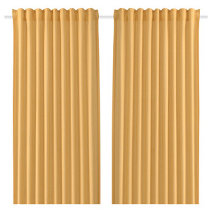 VÄXELBRUK Curtains, 1 pair, yellow, 140x300 cm