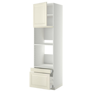 METOD / MAXIMERA Hi cab f ov/combi ov w dr/2 drwrs, white/Bodbyn off-white, 60x60x220 cm