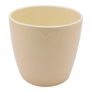 GoodHome Plant Pot Cover Emi, indoor, 17cm, vanilla