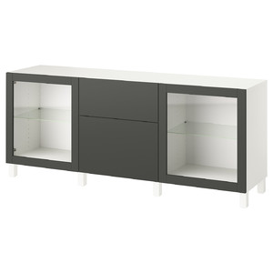 BESTÅ Storage combination with drawers, white Lappviken/Sindvik/Stubbarp dark grey, 180x42x74 cm