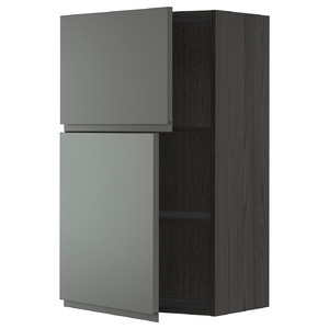 METOD Wall cabinet with shelves/2 doors, black/Voxtorp dark grey, 60x100 cm