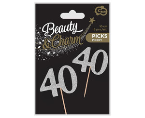 Birthday Picks 40 6pcs, gold