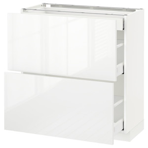 METOD / MAXIMERA Base cab with 2 fronts/3 drawers, white, Ringhult white, 80x37 cm