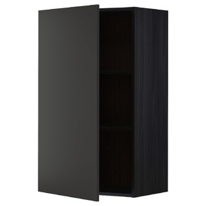 METOD Wall cabinet with shelves, black/Nickebo matt anthracite, 60x100 cm