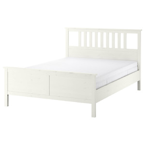 HEMNES Bed frame with mattress, white stain/Åkrehamn firm, 160x200 cm