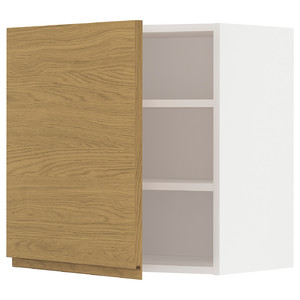 METOD Wall cabinet with shelves, white/Voxtorp oak effect, 60x60 cm