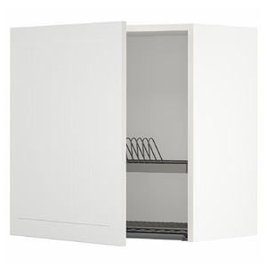 METOD Wall cabinet with dish drainer, white/Stensund white, 60x60 cm